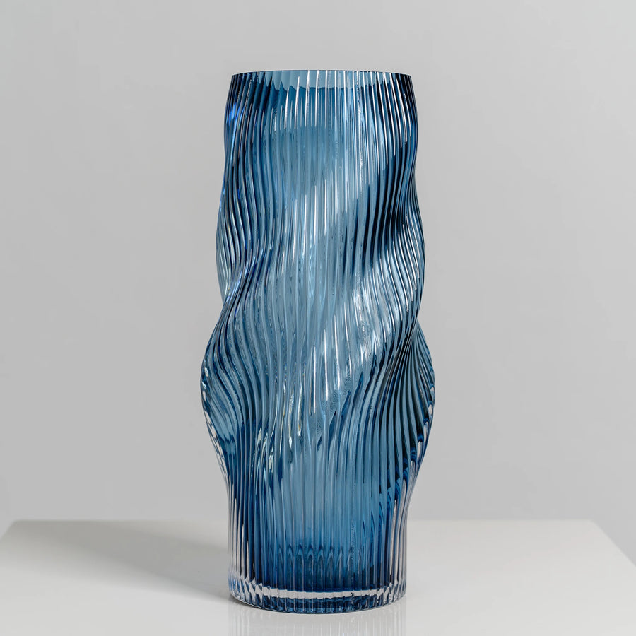 Blue Swirl ribbed Vases
