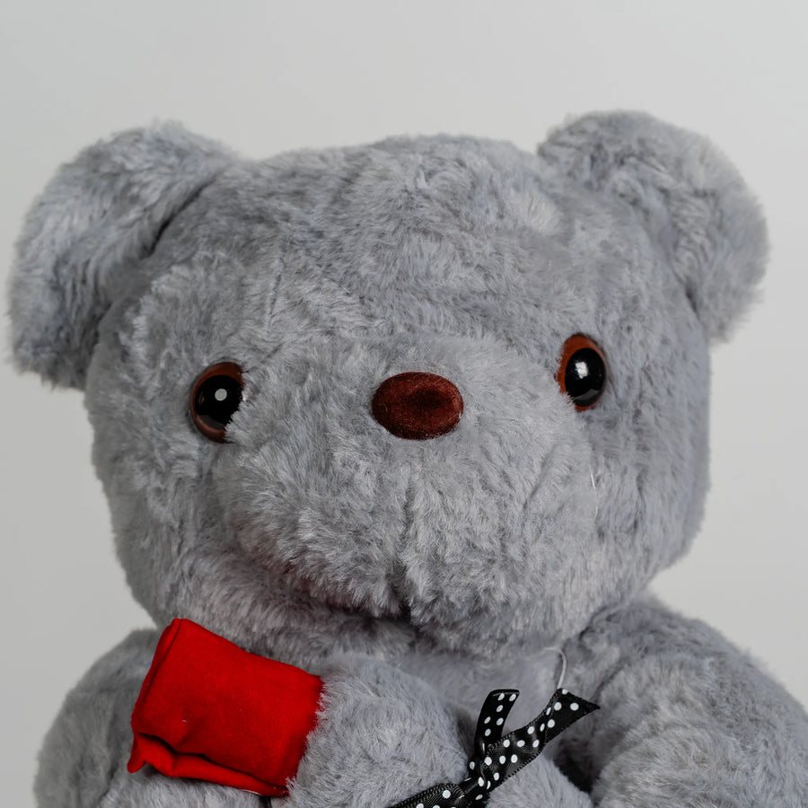 Grey Bear with Rose 30cm