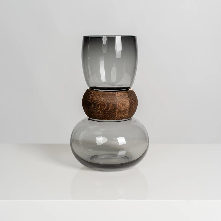 Wood-Ring Vase Grey