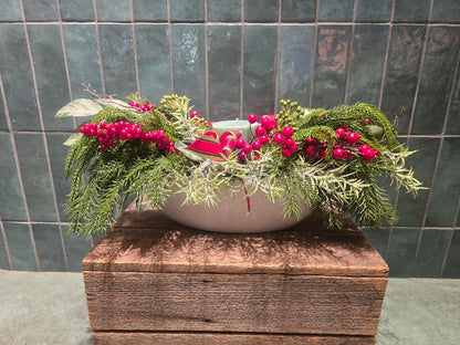 Christmas Table Centre in Silk Flowers