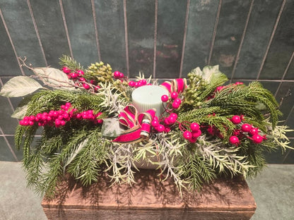 Christmas Table Centre in Silk Flowers