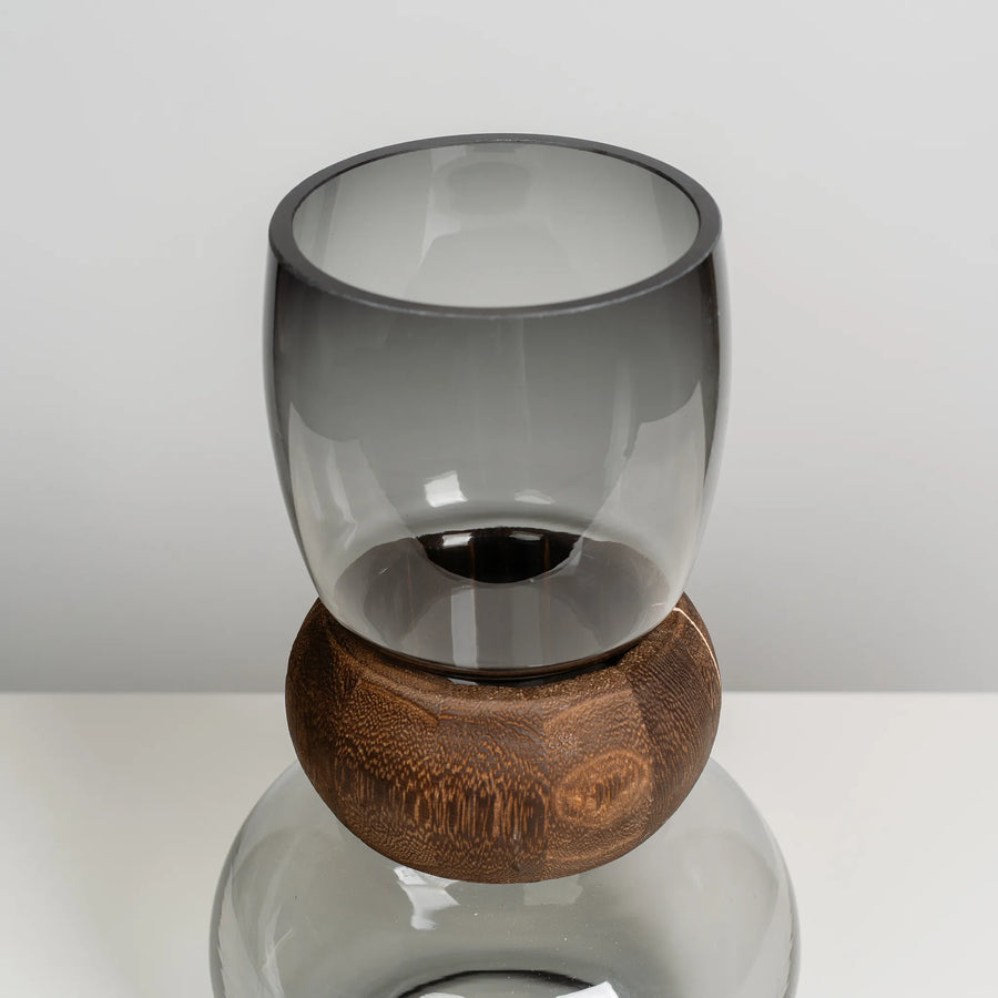 Wood-Ring Vase Grey