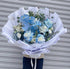 Graduation Bouquet with blue cut phalaenopsis - ROSE & CO