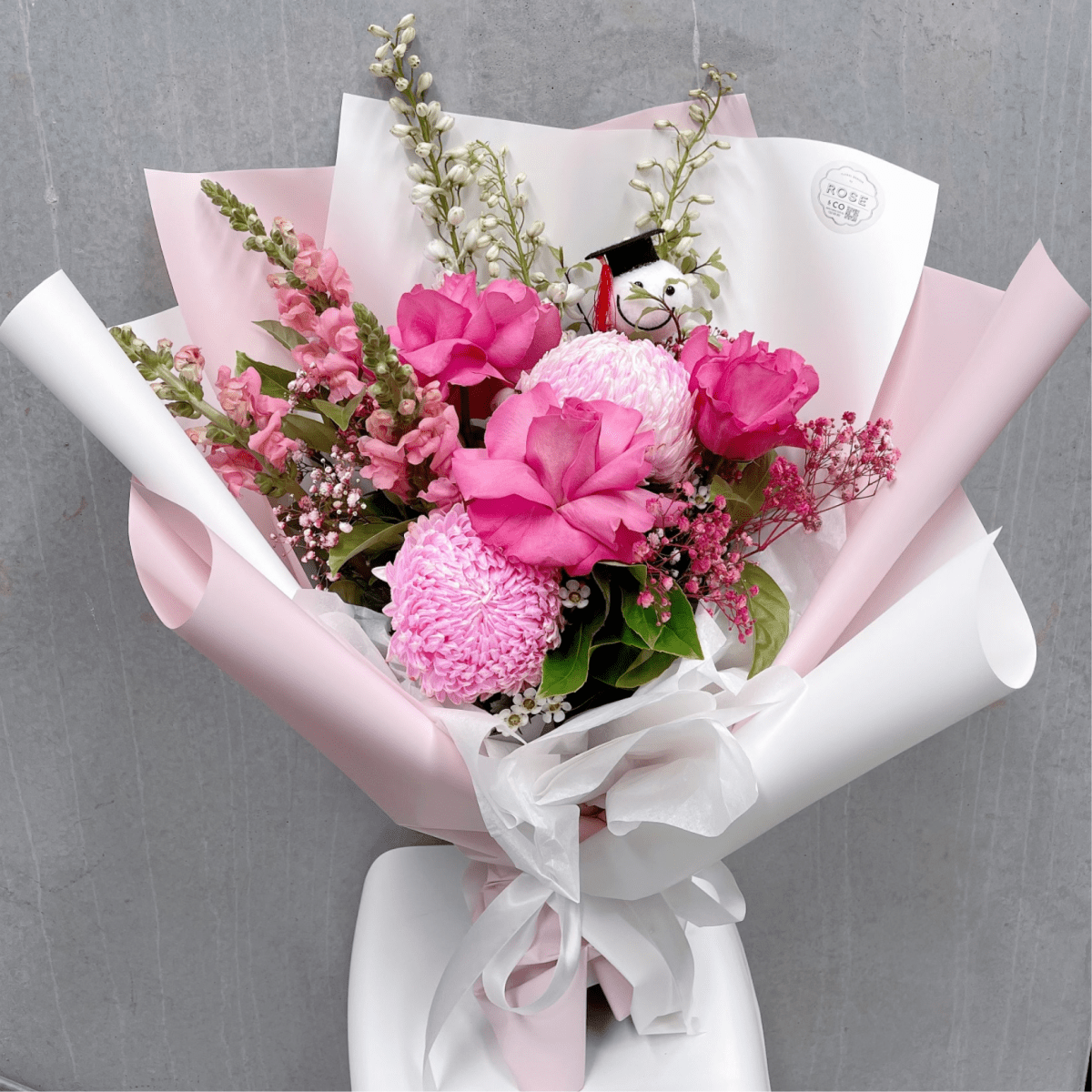 Pink Graduation Bouquet - ROSE &amp; CO