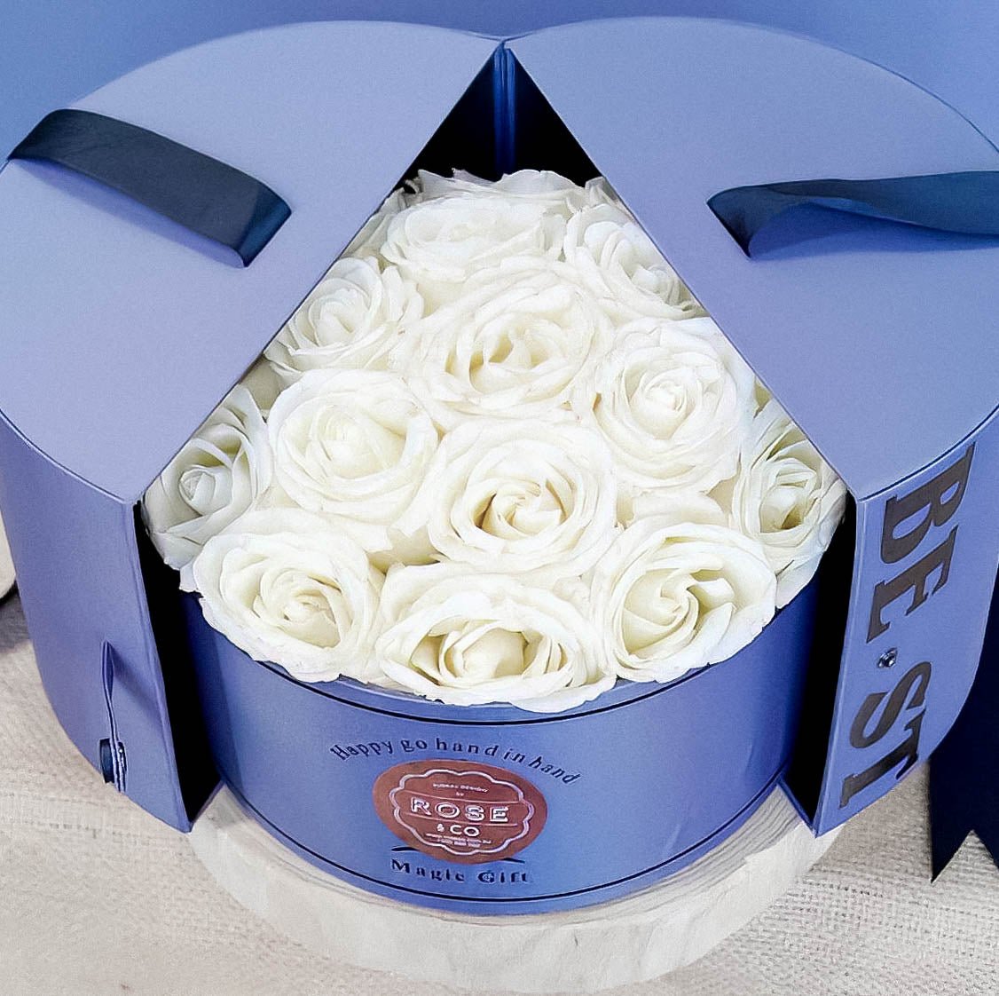 Roses in a Round Hat Box - ROSE &amp; CO